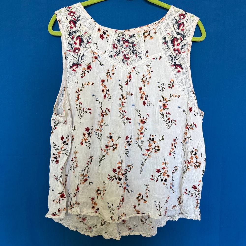 Mason & Belle Blouse Women Small White Floral Babydoll Sleeveless Tank Lace Top